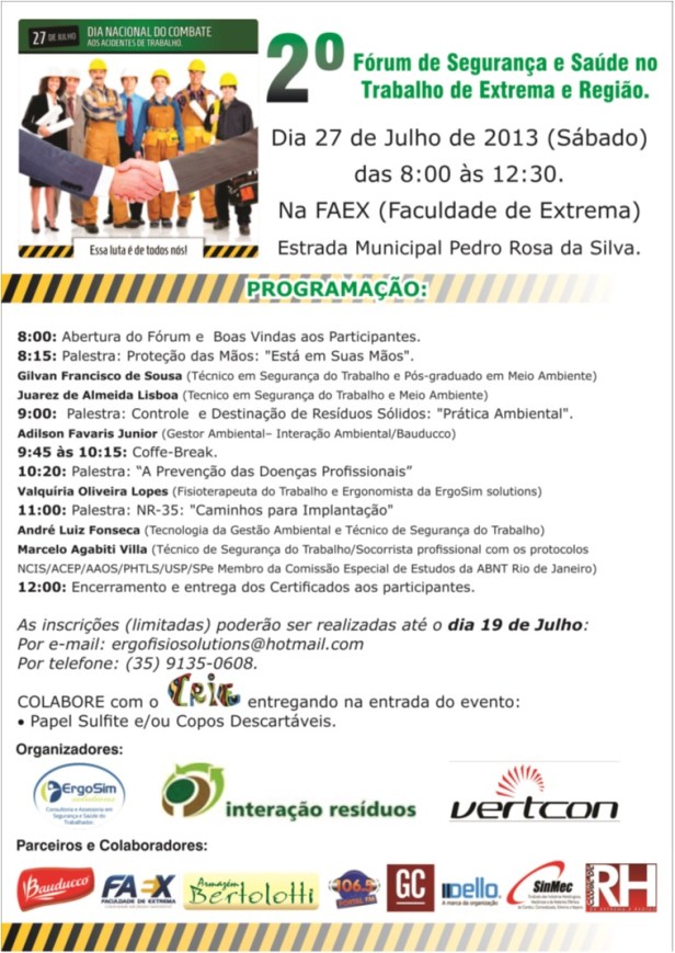 2º Forum de Segurança e Saúde de Extrema e Região em Menor Resolução